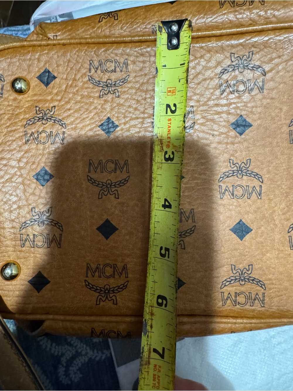MCM Cognac Visetos Logo Drawstring Shoulder Bag - Picture 13 of 16